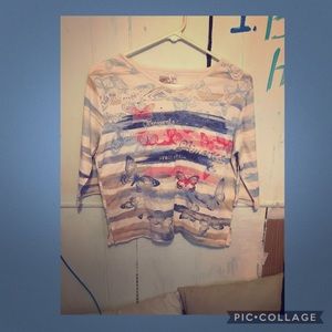 blue and white striped shirt